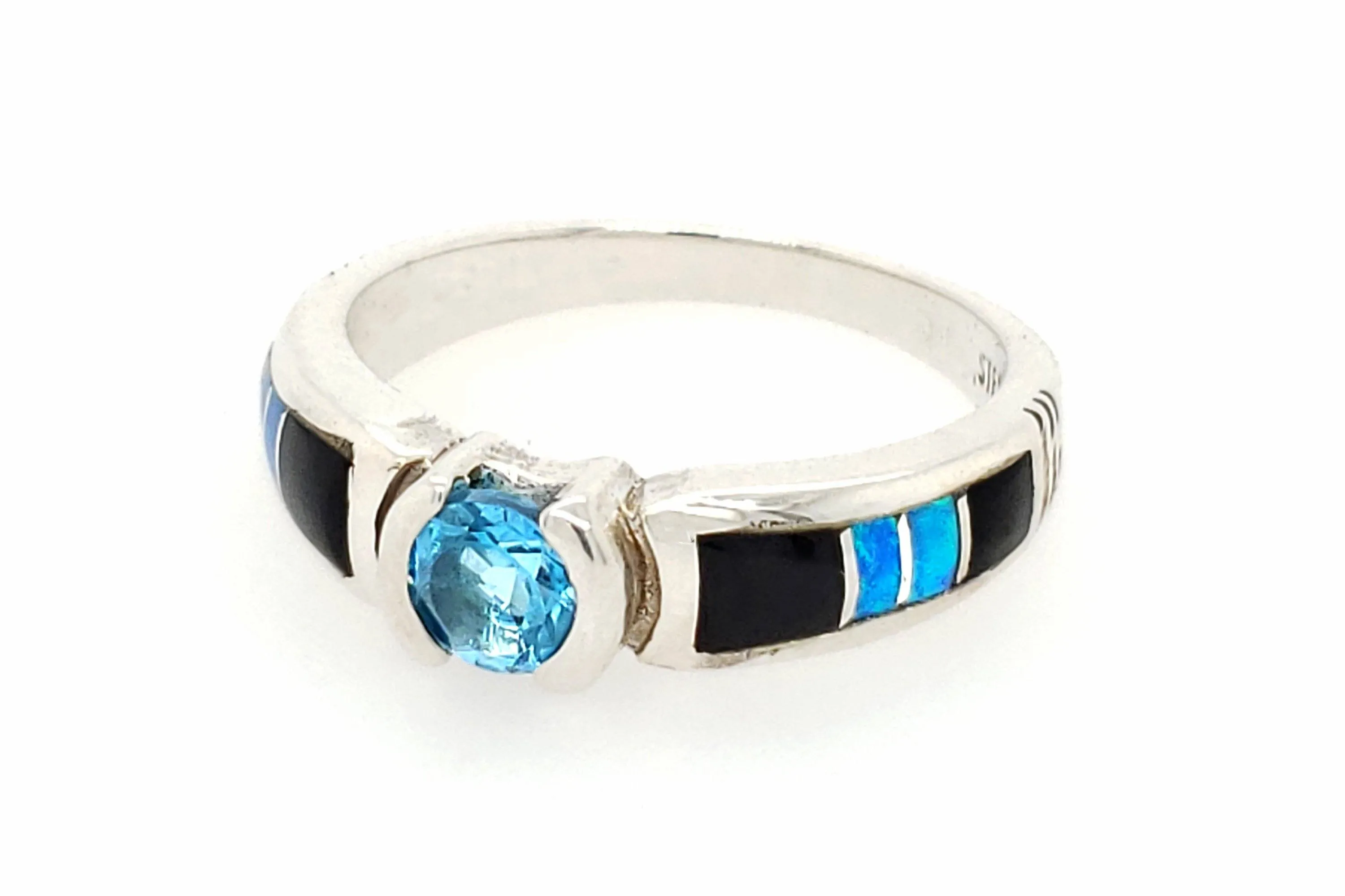 David Rosales Blue Topaz Native American Ring