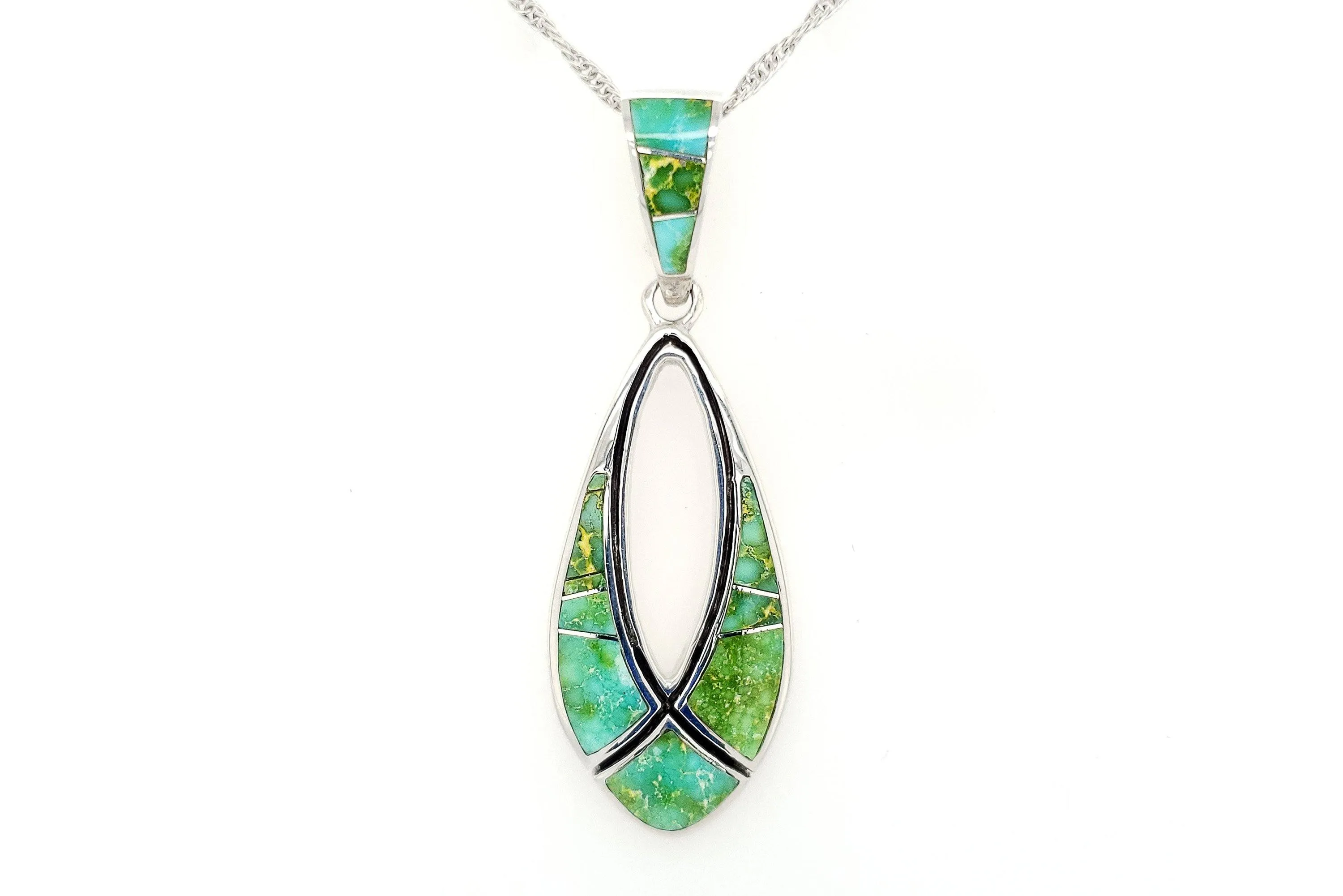 David Rosales Looped Sonoran Gold Turquoise Pendant