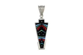 David Rosales Artisan Red Moon Inlaid Pendant Necklace - Unique Handmade Jewelry