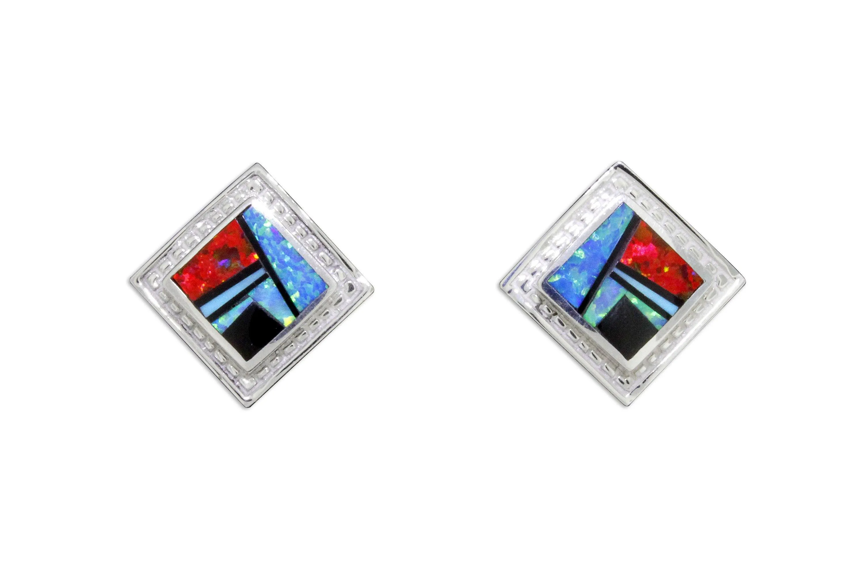 David Rosales Red Moon Square Earrings