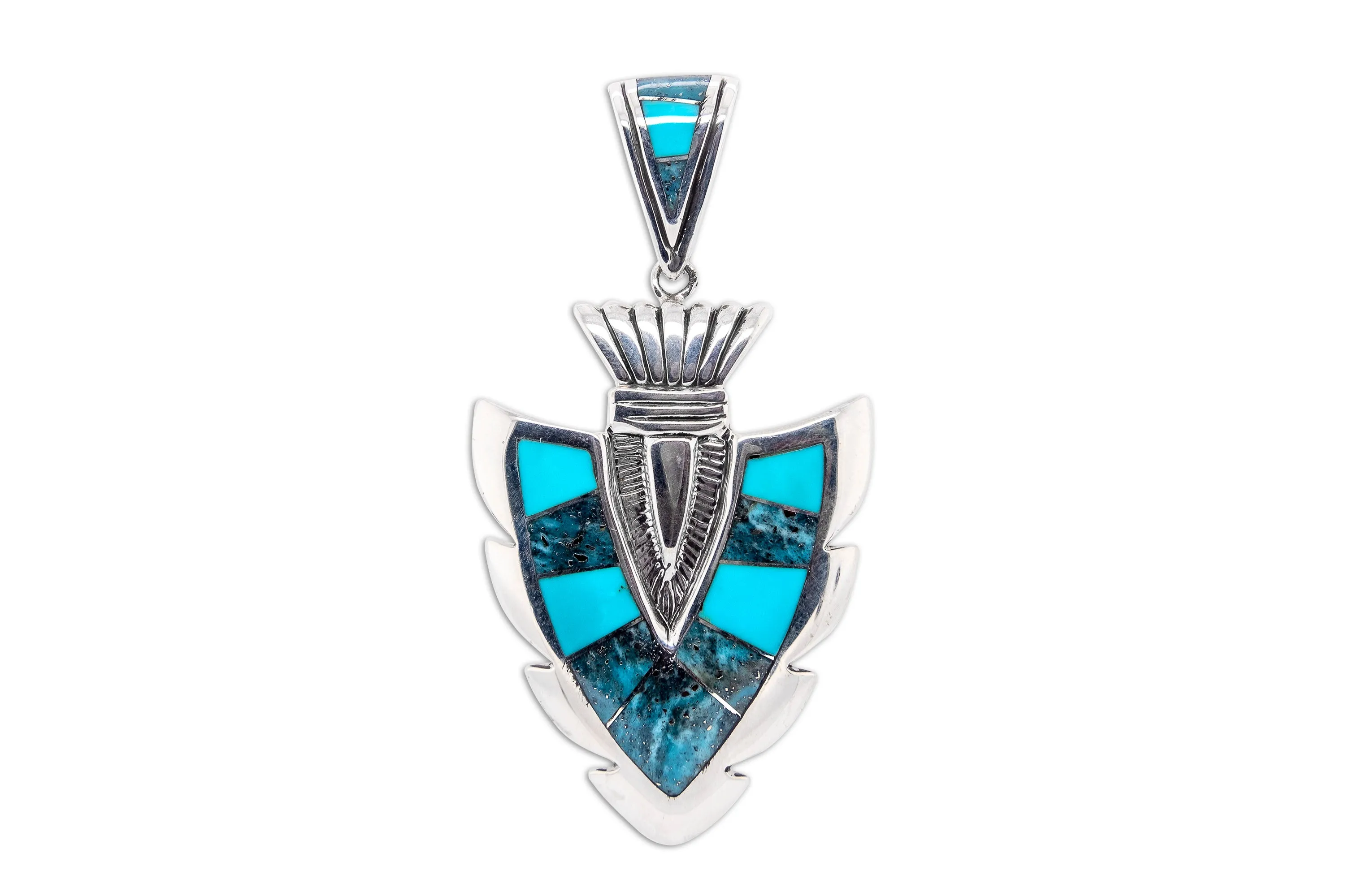 David Rosales Two-Toned Turquoise Arrowhead Pendant