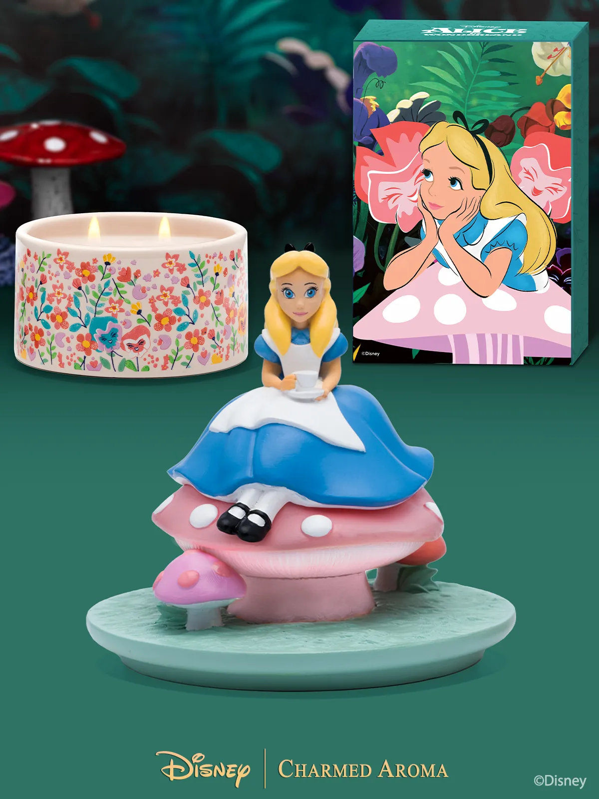 Disney Alice in Wonderland Light Up Candle and Jewelry Tray - Necklace Collection