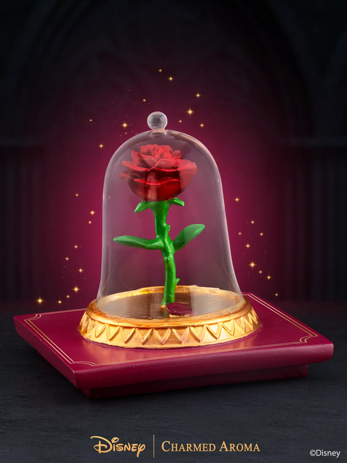 Disney Beauty & The Beast Enchanted Rose Light Up Candle and Jewelry Tray - Enchanted Rose Ring Collection