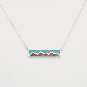 Dune Jewelry Mountain Sky .925 Sterling Silver Bar Necklace - Turquoise and Blue Ridge Mountain Elements - Made in the USA