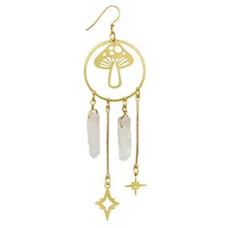 Earrings - Mushroom Gold Quartz Earrings