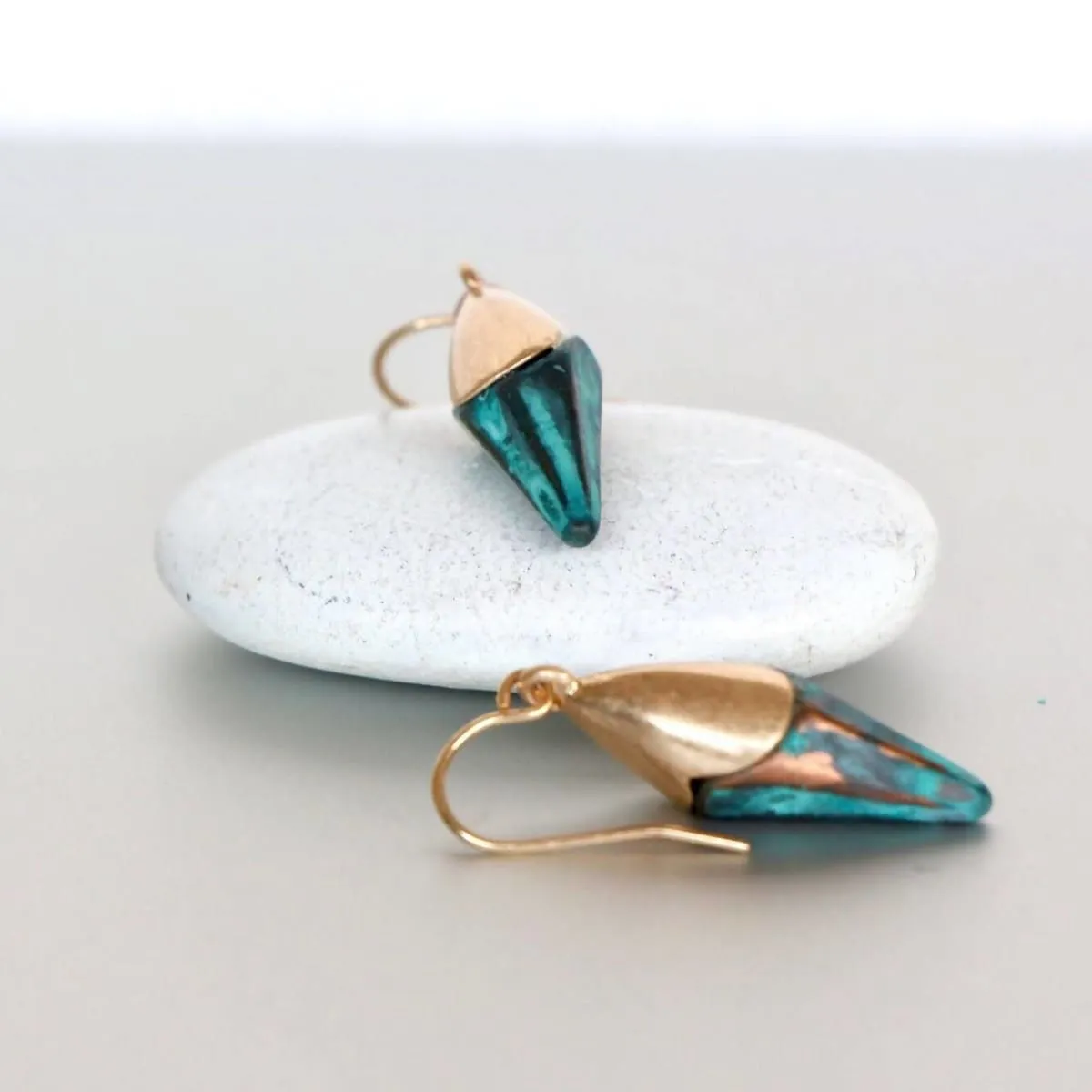 Egyptian Turquoise Earrings, Gold Dangling Earrings, Turquoise Ear Drops, Gifts For Her, Bohemian Jewelry, Minimalist Jewelry, (SE17)