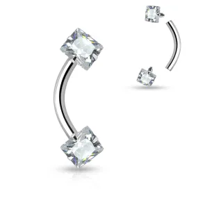 Eyebrow - 16g Cubic Zirconia - Square