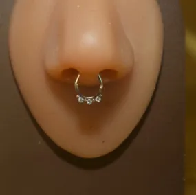 FAUX THREE GEMS NON CLIP ON SEPTUM CLICKER