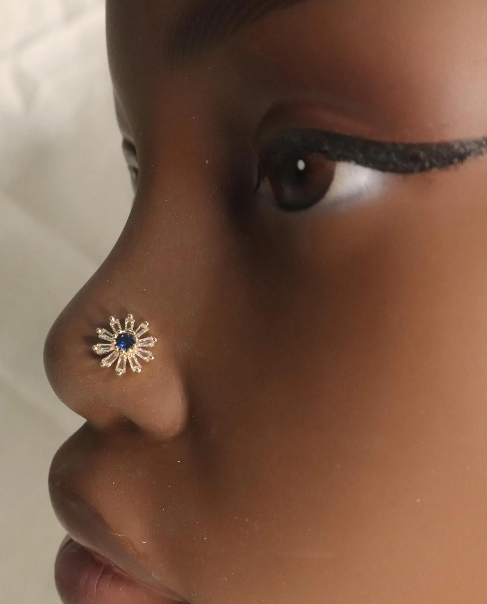 Flower Blue Gem Crystal Nose Stud Piercing Jewelry