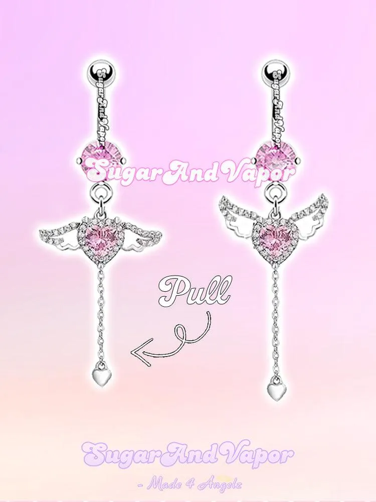 Flying Baby Angel Heart Belly Ring