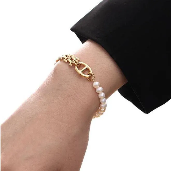 Freshwater Pearl Belted Chain Bracelet