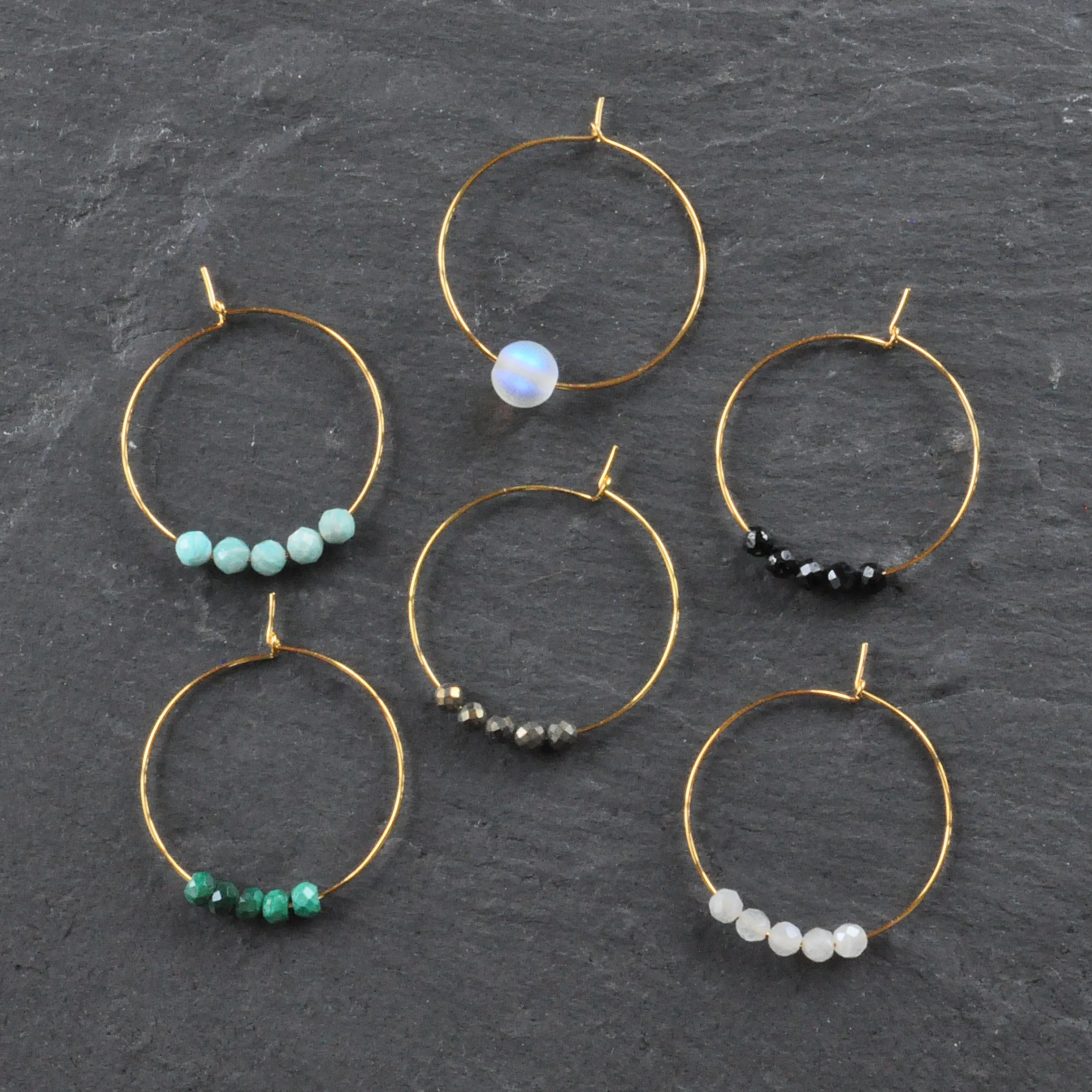 Gemstone 25mm Hoop Earrings - PYRITE