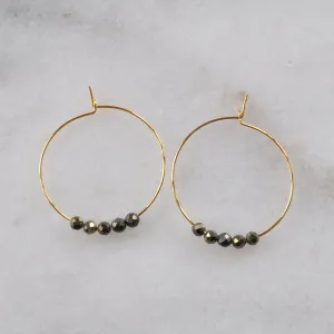 Gemstone 25mm Hoop Earrings - PYRITE