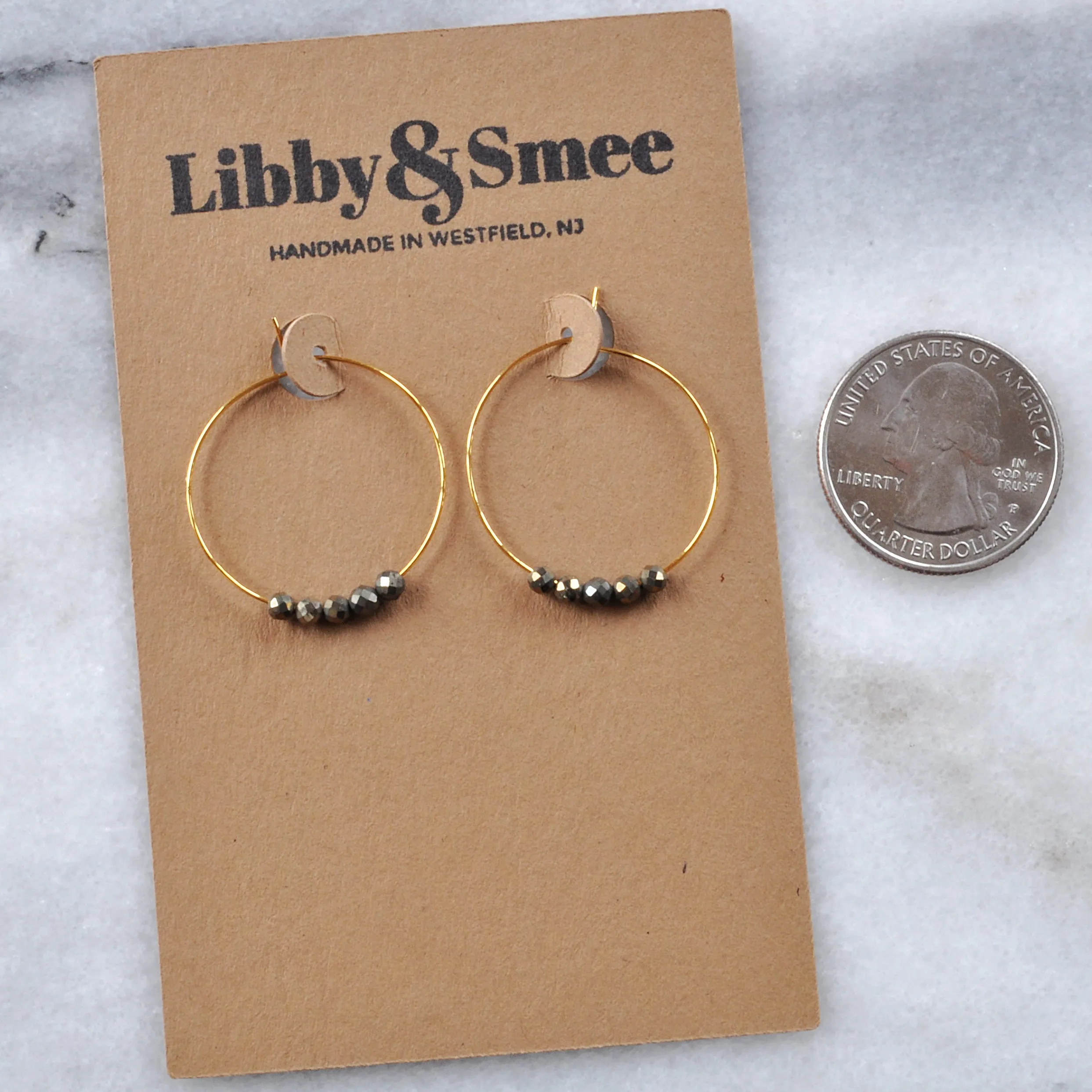 Gemstone 25mm Hoop Earrings - PYRITE