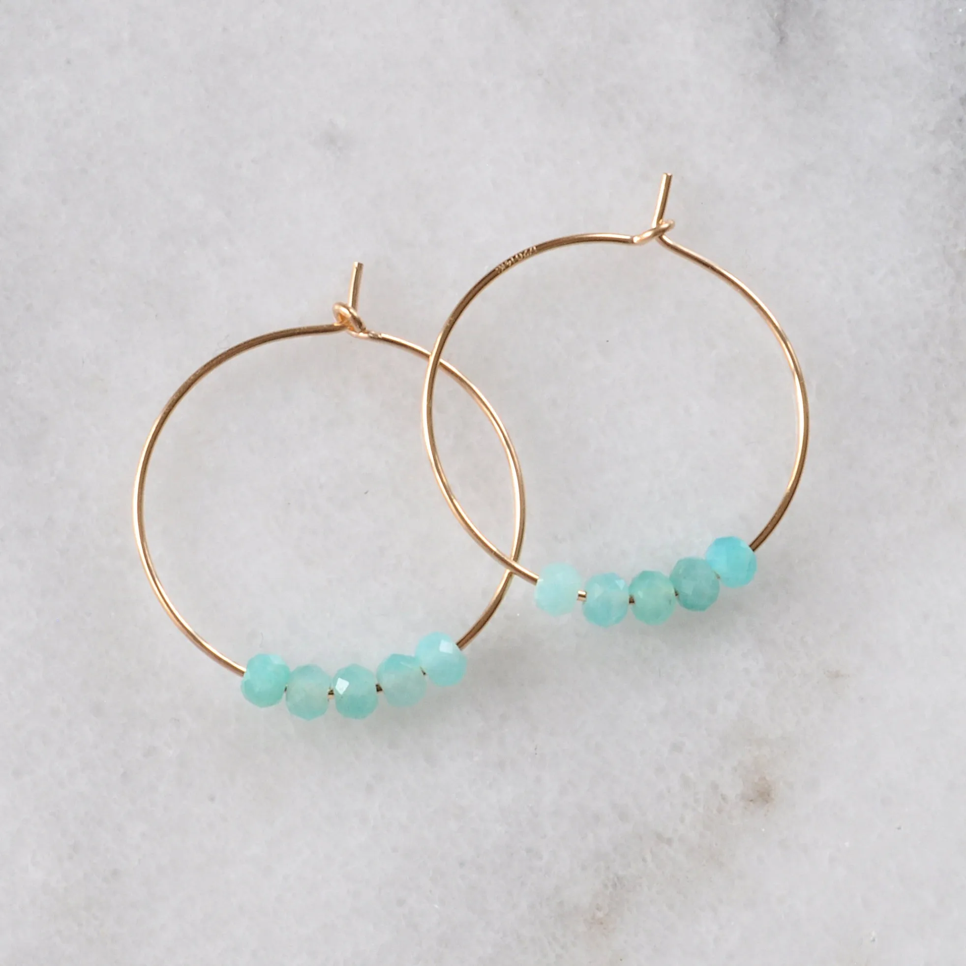 Gold Filled 25mm Gemstone Hoops