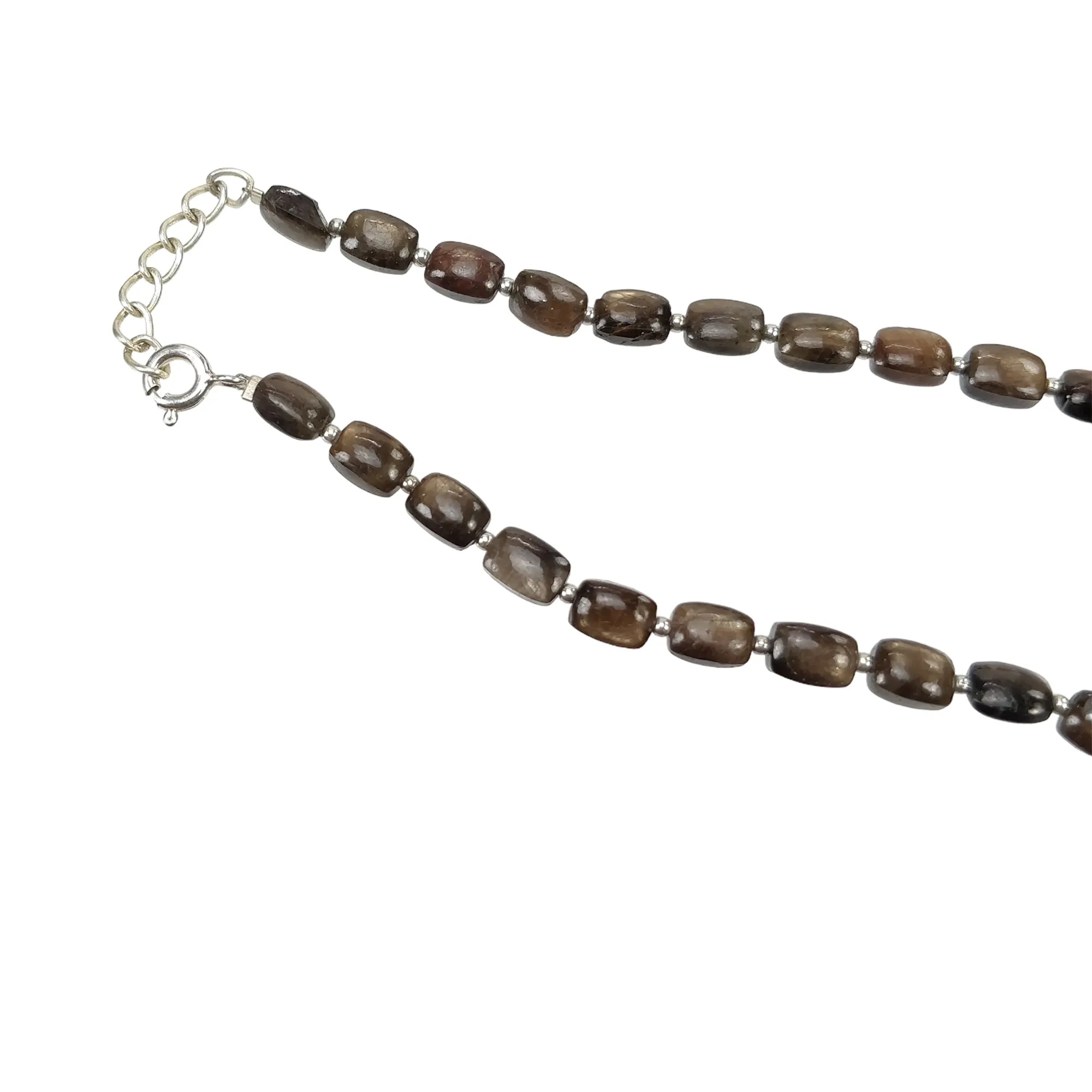 Golden Brown CHOCOLATE Sapphire Gemstone NECKLACE : 94.15cts Natural Untreated Cushion Shape Sapphire With 925 Sterling Silver 7*5mm 18"