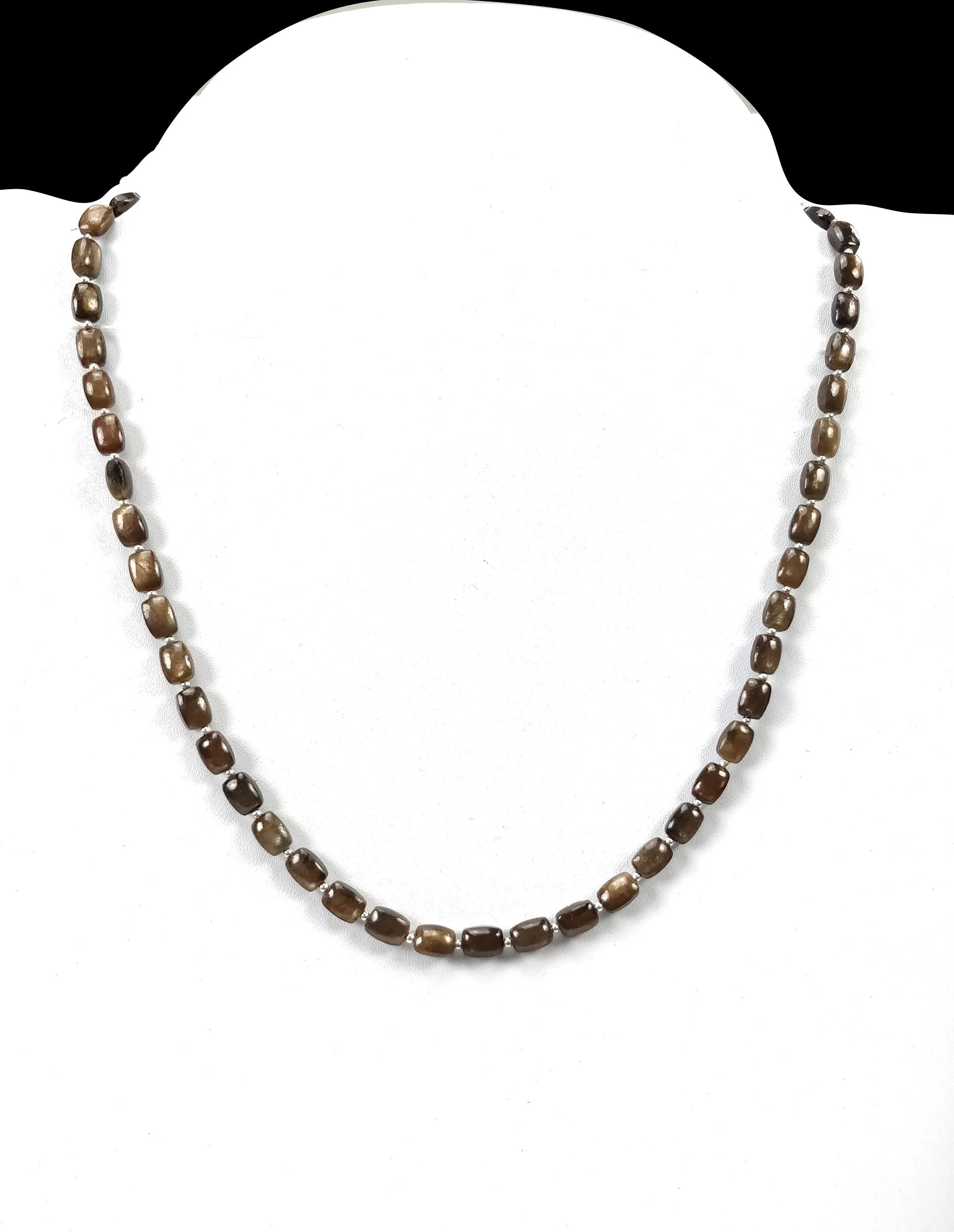 Golden Brown CHOCOLATE Sapphire Gemstone NECKLACE : 94.15cts Natural Untreated Cushion Shape Sapphire With 925 Sterling Silver 7*5mm 18"