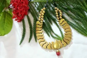 Golden Lotus Terracotta Necklace Set,Terracotta Necklace Set,Traditional Jewelry for Mom,Indian Jewelry