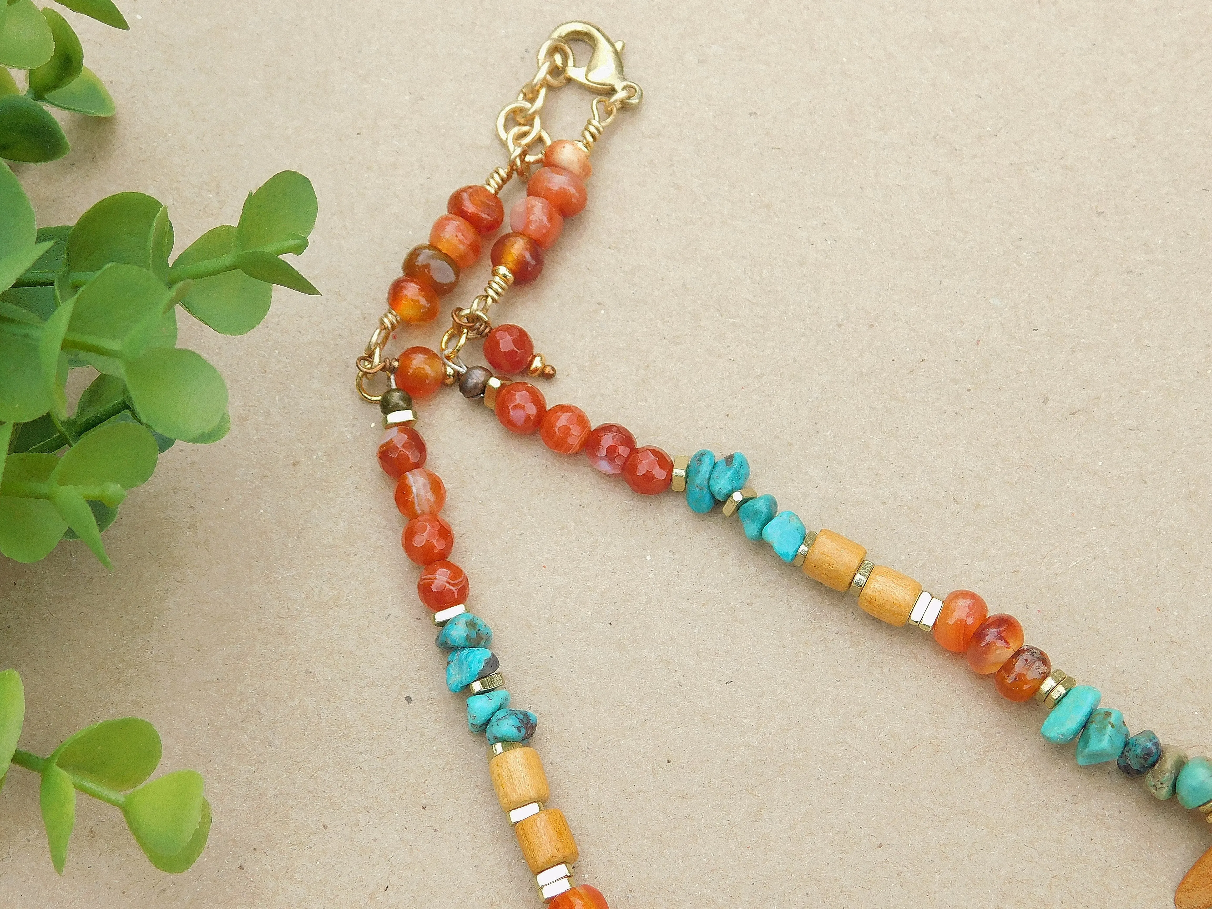 Gorgeous Turquoise and Carnelian Necklace