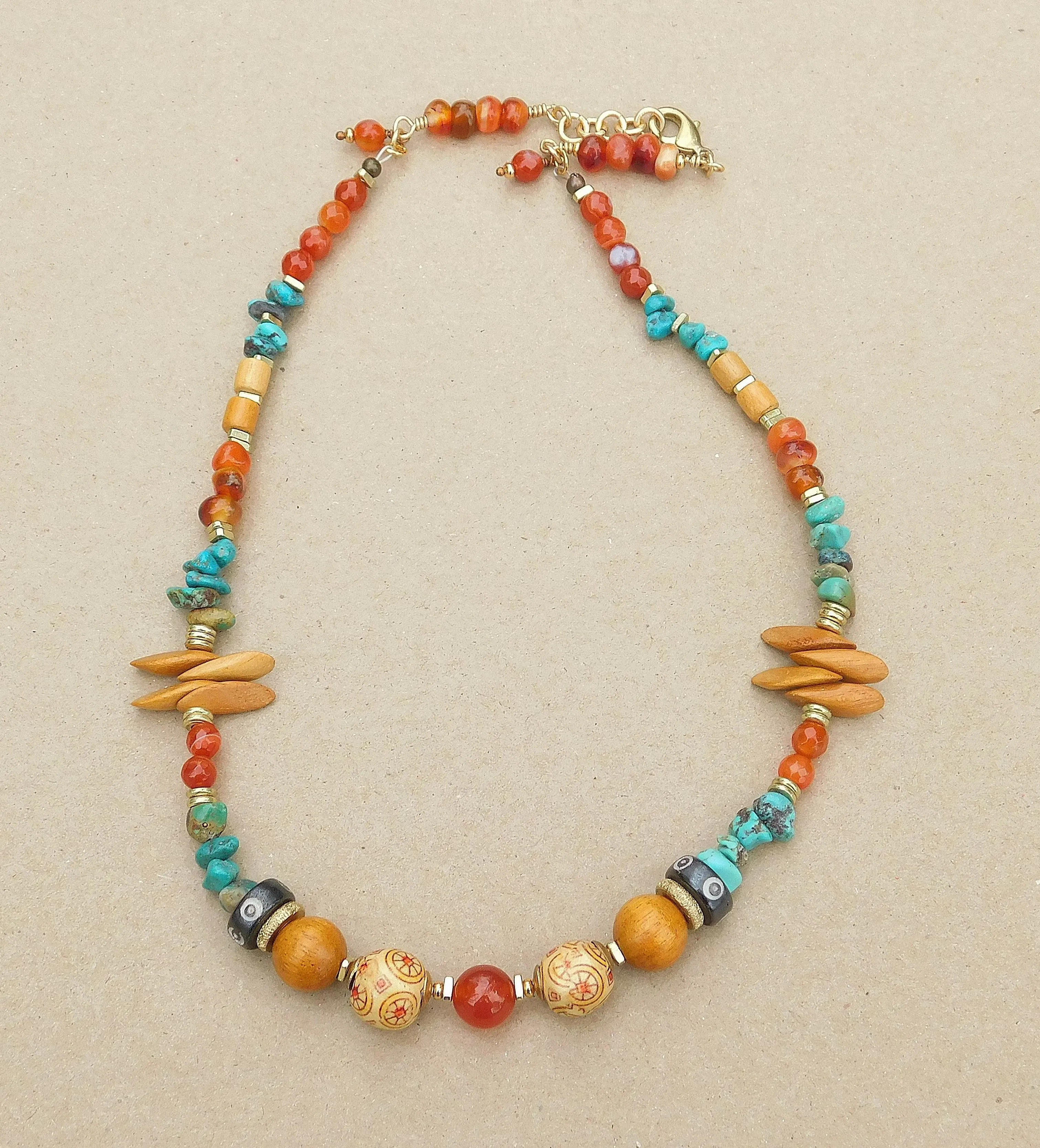 Gorgeous Turquoise and Carnelian Necklace