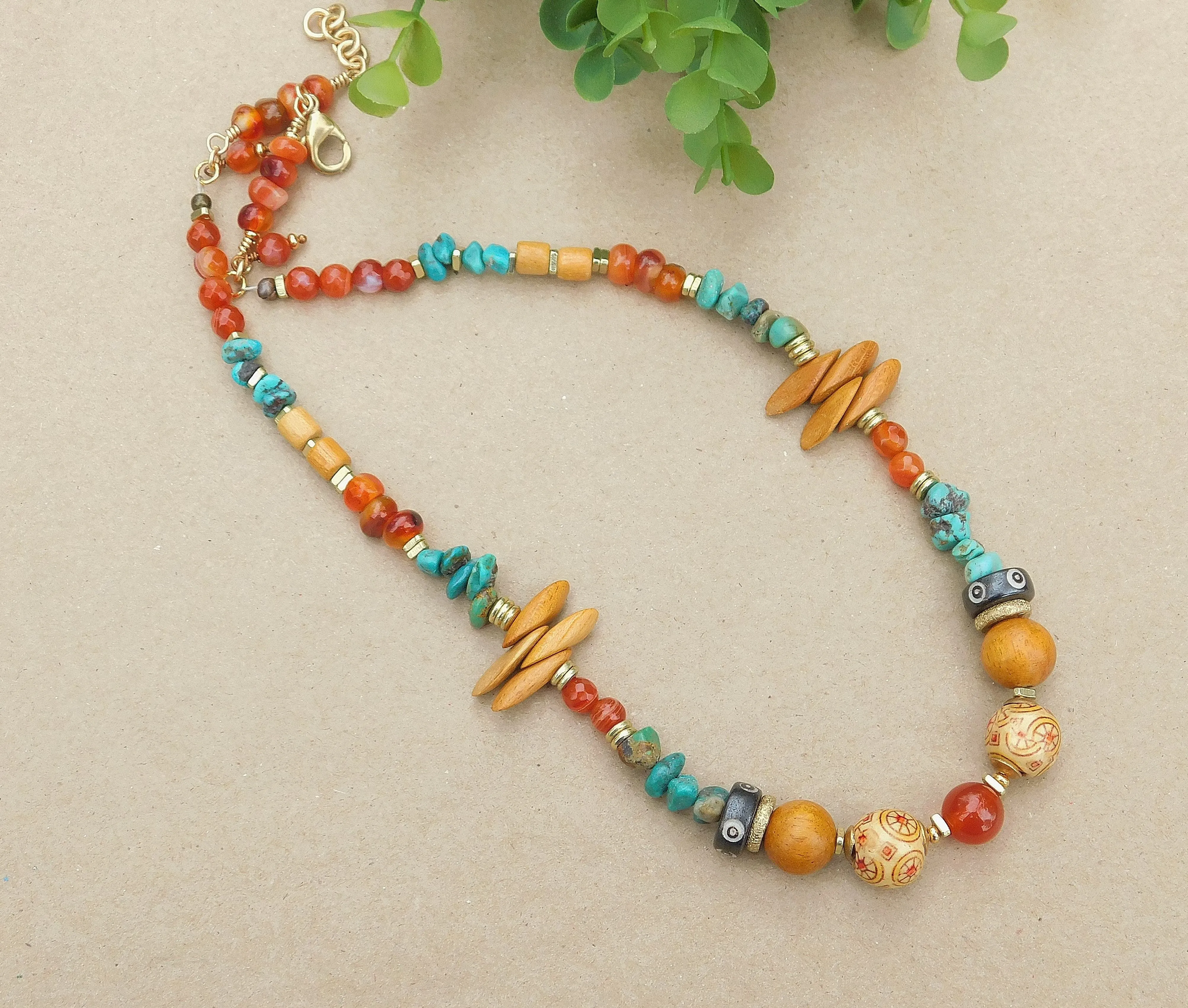 Gorgeous Turquoise and Carnelian Necklace