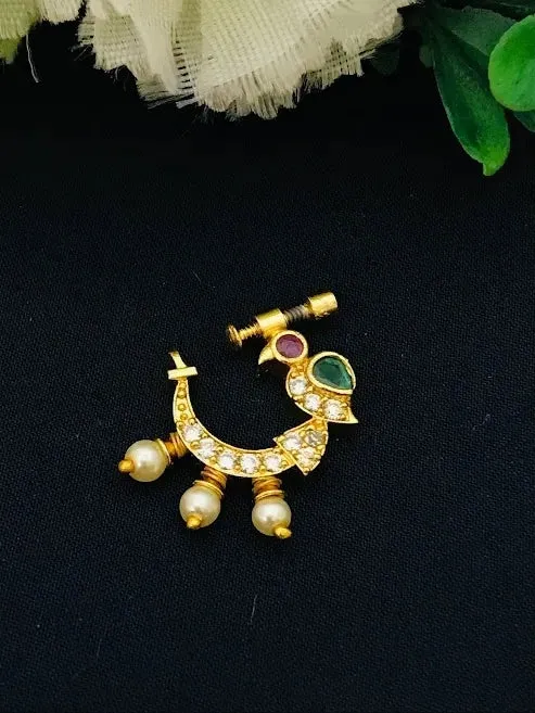 Graceful South Indian Traditional Gold Plated Nath/Nose Ring