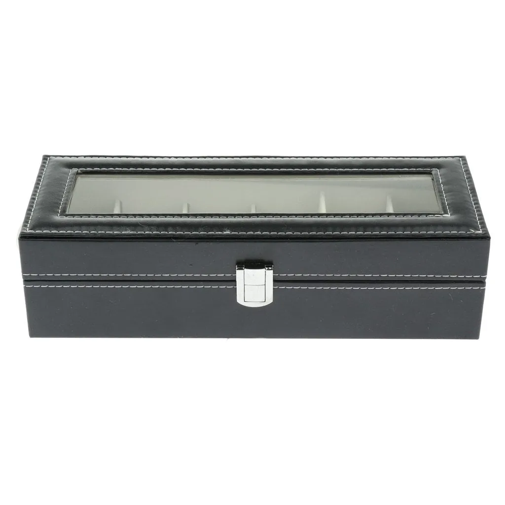 Gray Leather Watch and Jewelry Display Storage Box