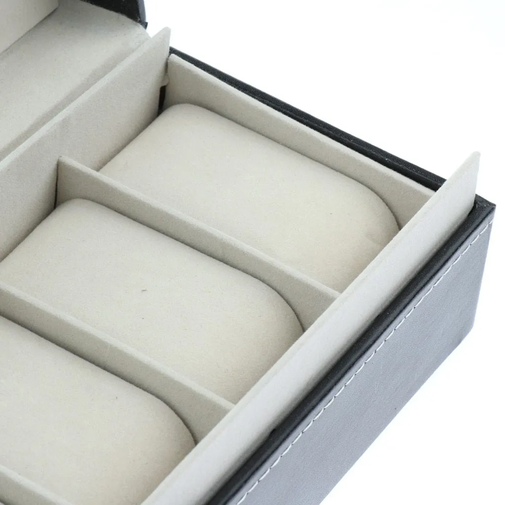 Gray Leather Watch and Jewelry Display Storage Box