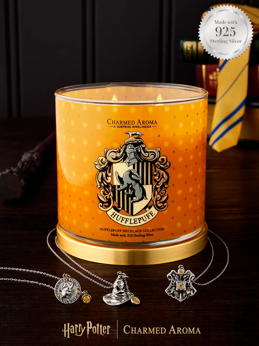 Harry Potter Hufflepuff Pride Candle - 925 Sterling Silver Hufflepuff Necklace Collection