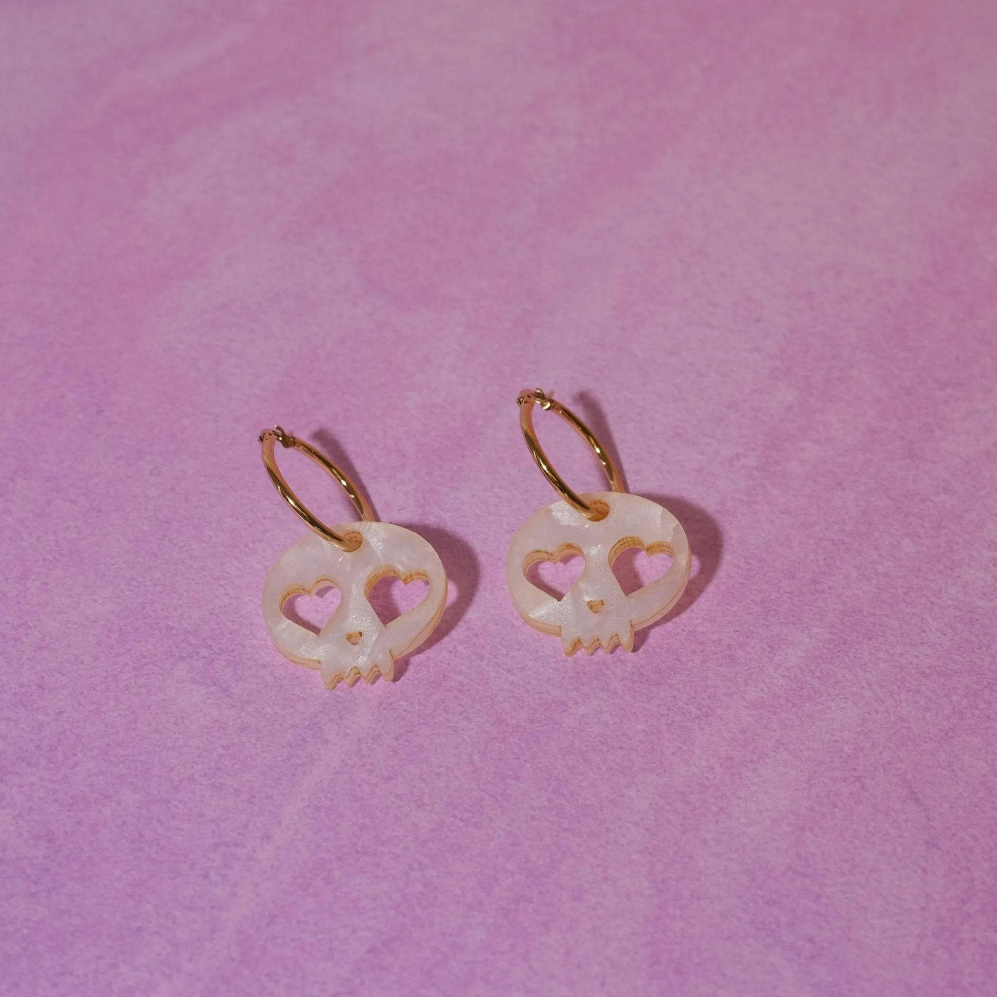 Heart Eye Skull Hoop Earrings