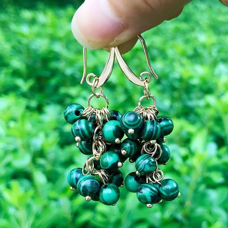 High-Quality Round Turquoise Beads Dangle Earrings