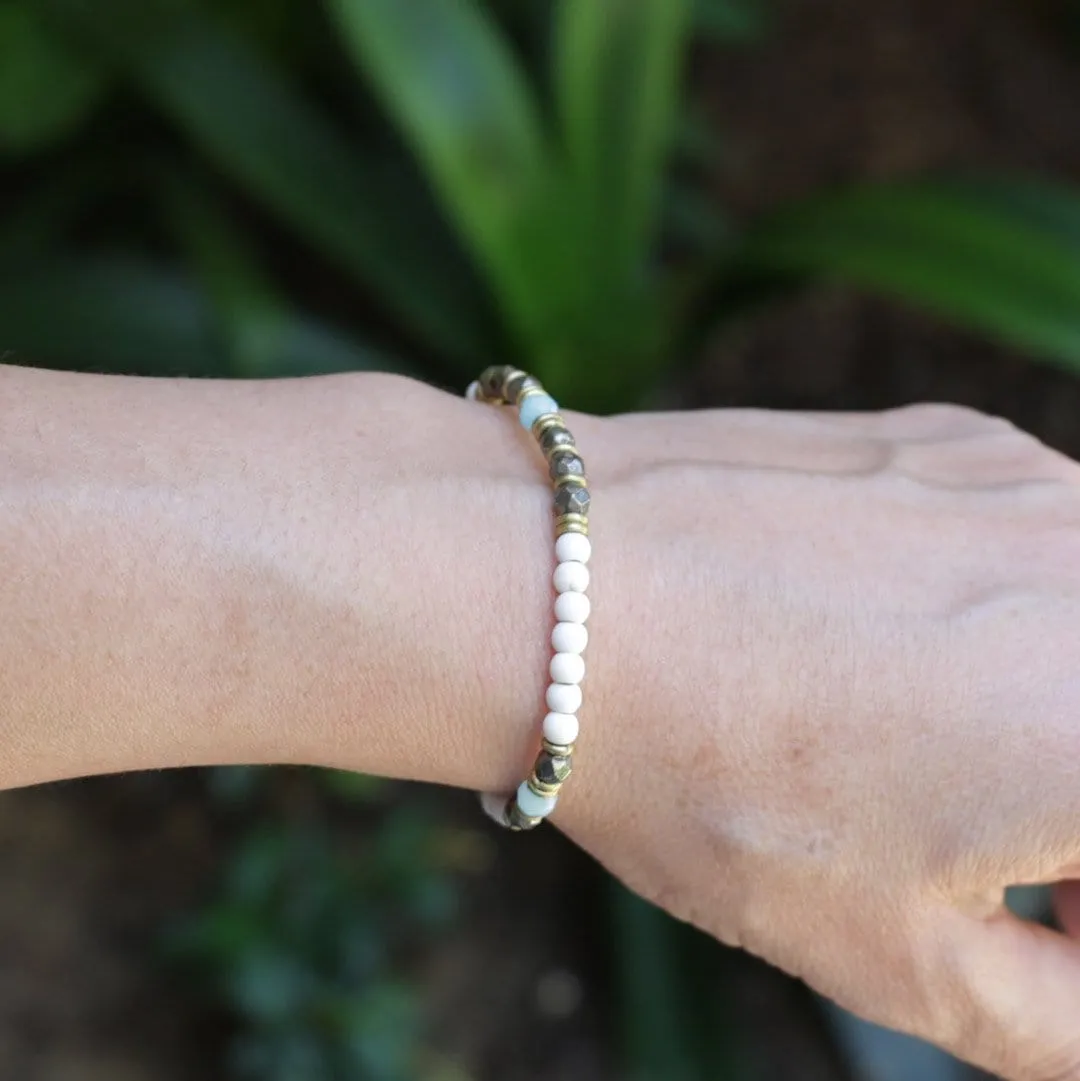 Howlite, Pyrite, and Amazonite Delicate Bracelet