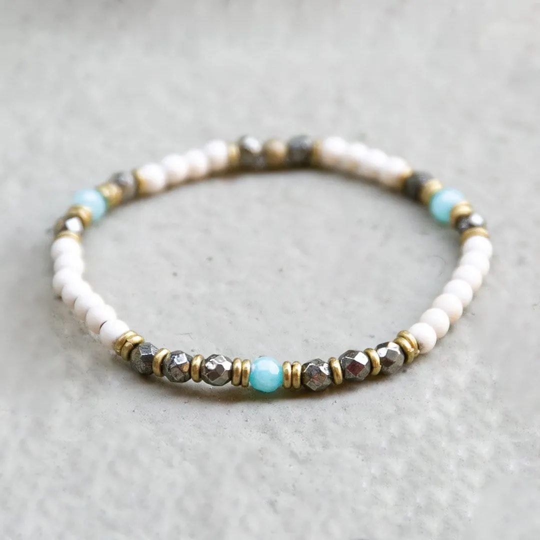 Howlite, Pyrite, and Amazonite Delicate Bracelet