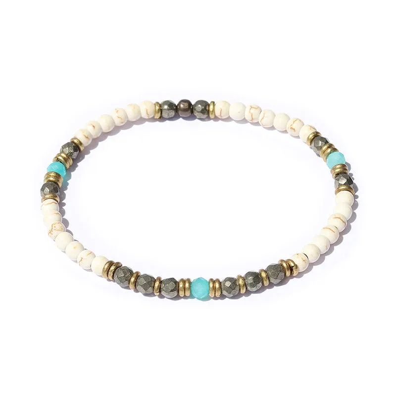 Howlite, Pyrite, and Amazonite Delicate Bracelet