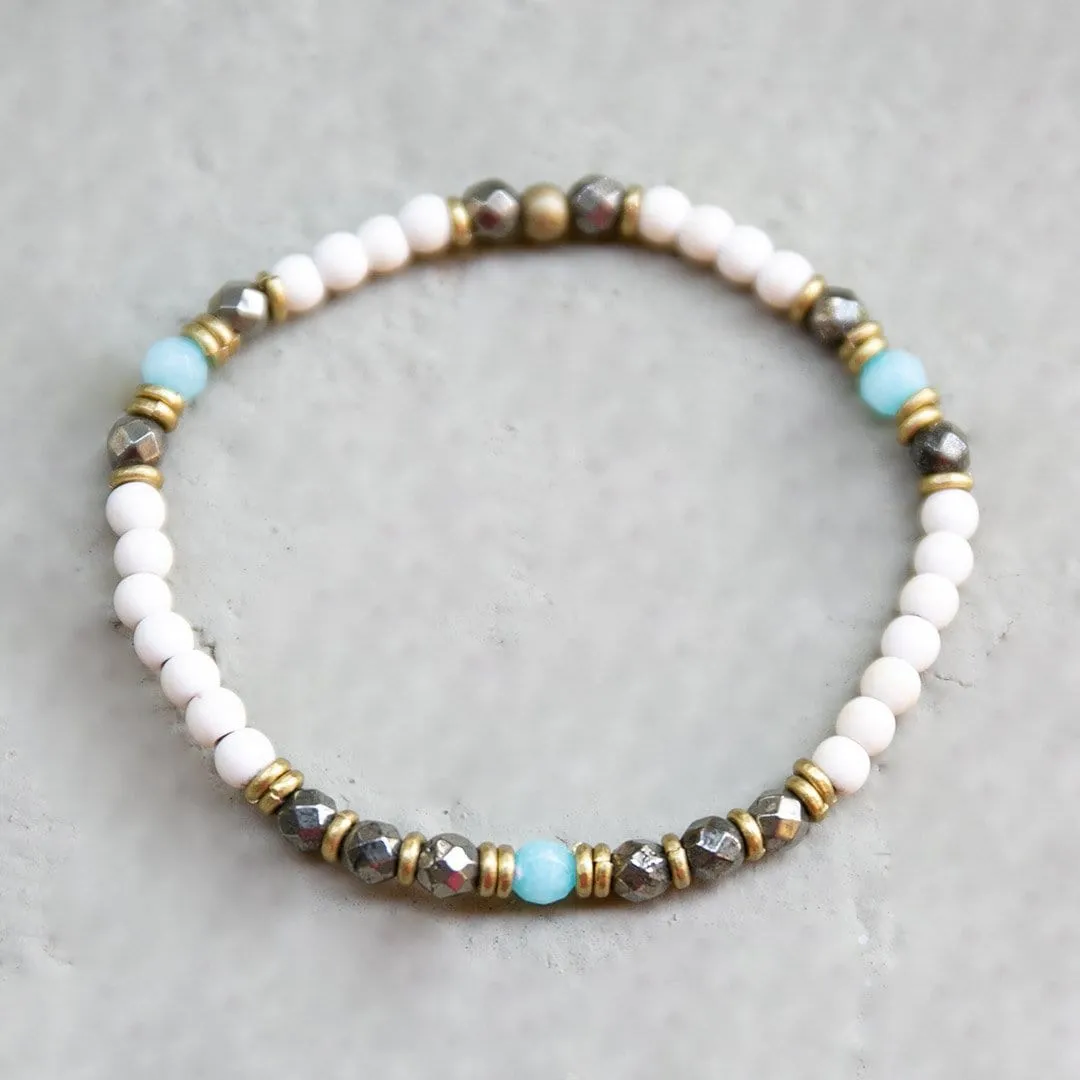 Howlite, Pyrite, and Amazonite Delicate Bracelet