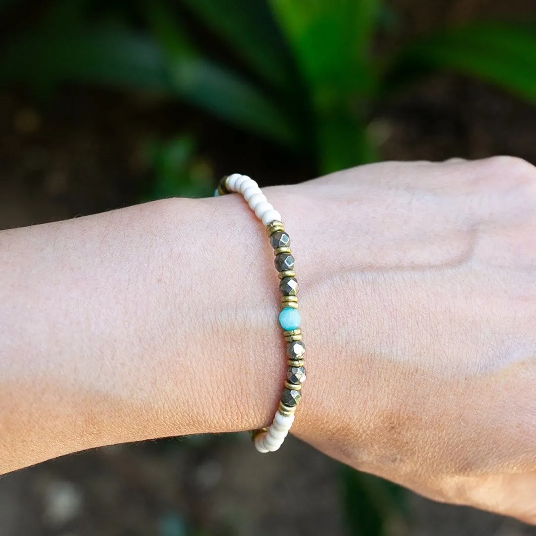 Howlite, Pyrite, and Amazonite Delicate Bracelet