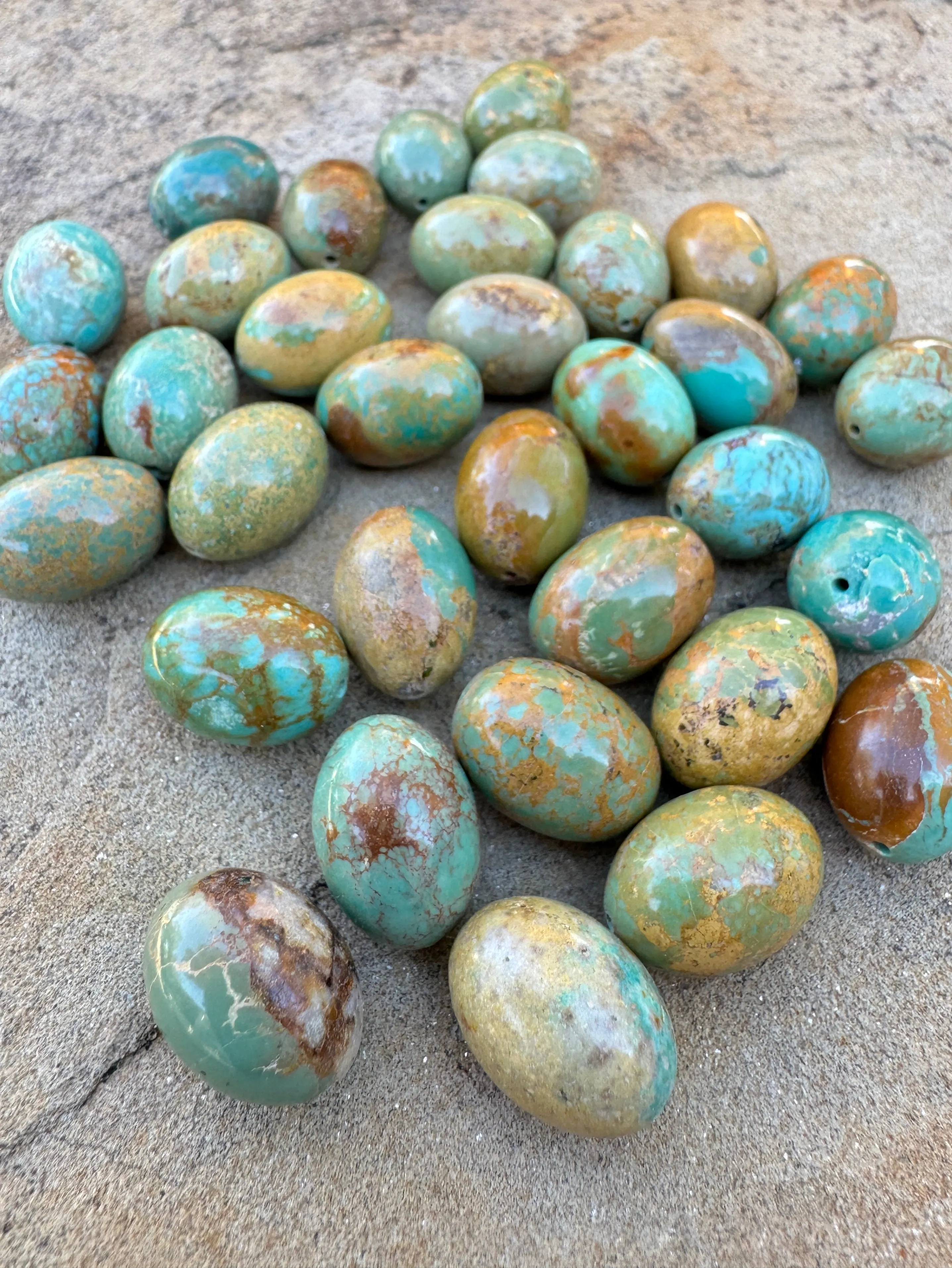 Hubei Turquoise (China) Big Chunky 14x18mm Oval Beads (Package of 3 Beads)