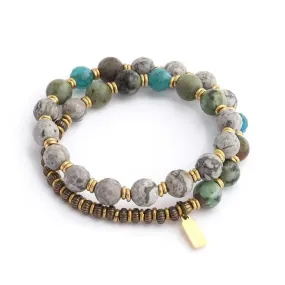 Jasper and Turquoise Mala Bracelet