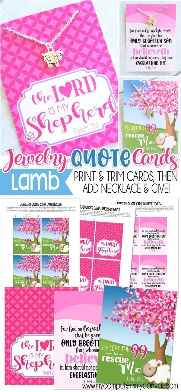 Jewelry QUOTE Cards {LAMB-2} PRINTABLE