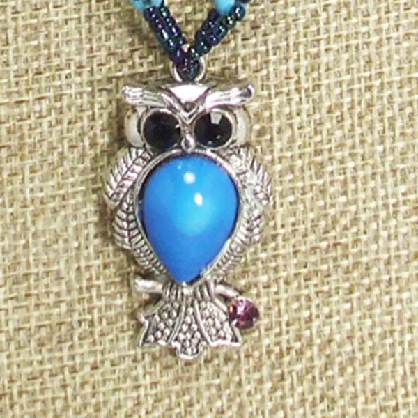 Kacy Owl Charm Beaded Pendant Necklace