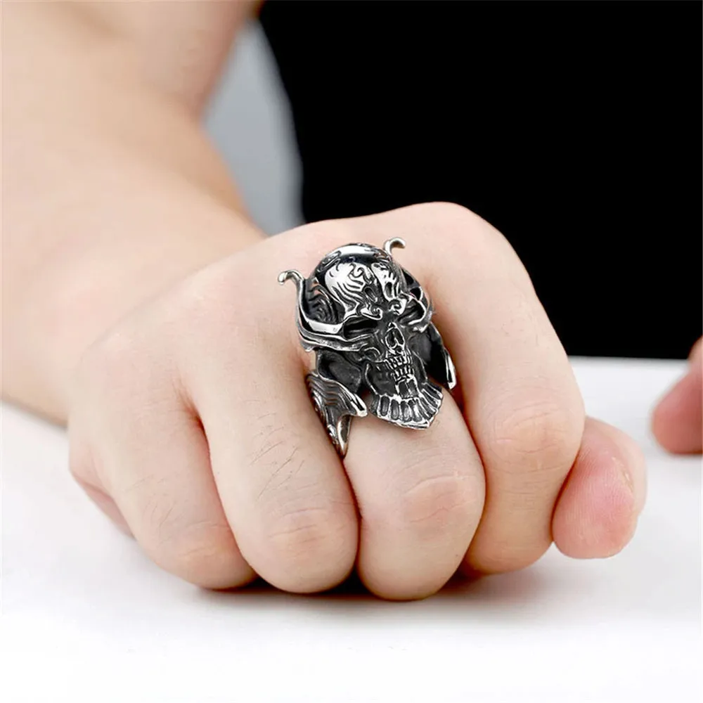 Large Biker Men Gothic Casted Skull Stainless Steel Ring