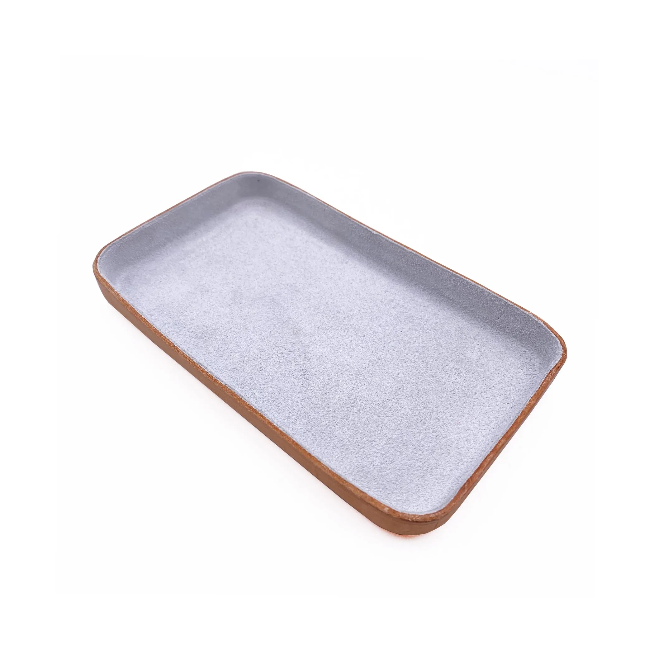 Leather Jewelry Tray, Medium Light Grey