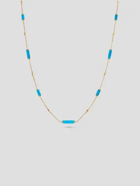 Lucia Turquoise & Gold Elongated Hexagon Long Necklace