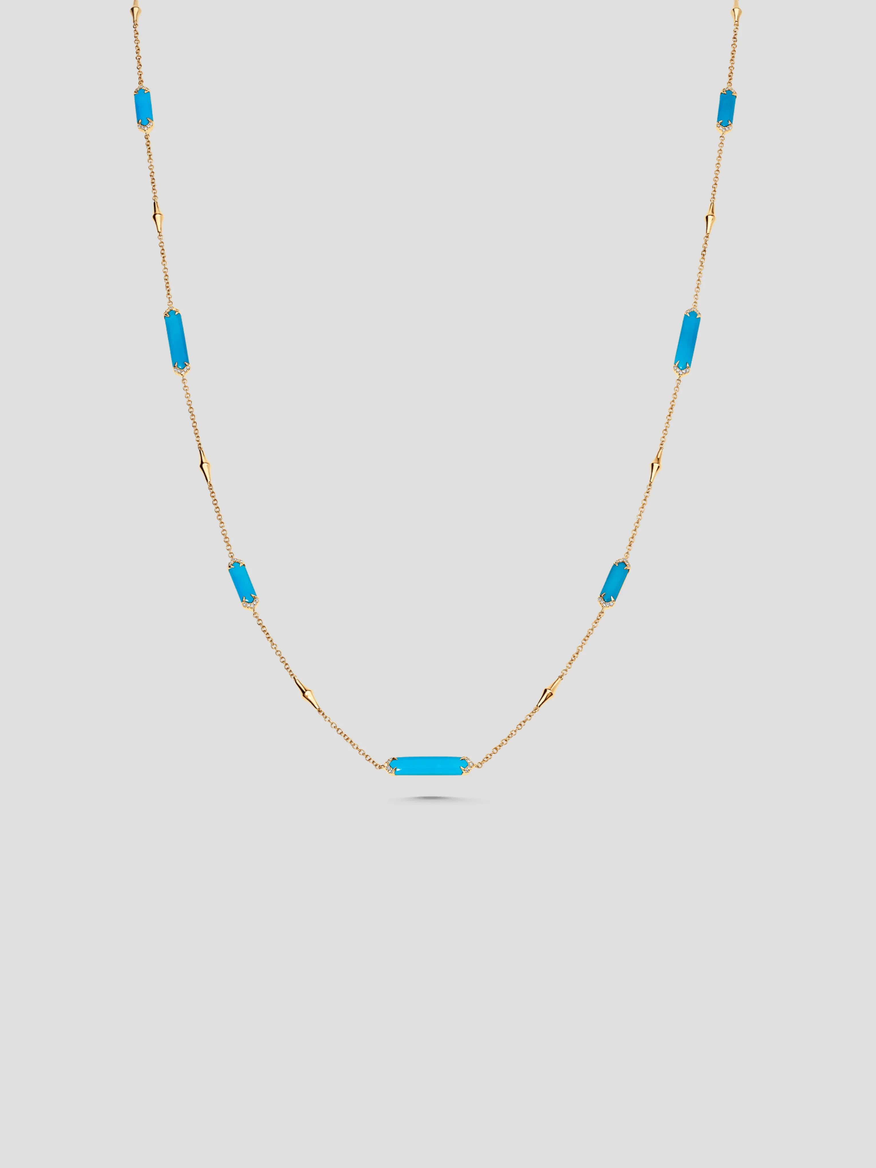 Lucia Turquoise & Gold Elongated Hexagon Long Necklace