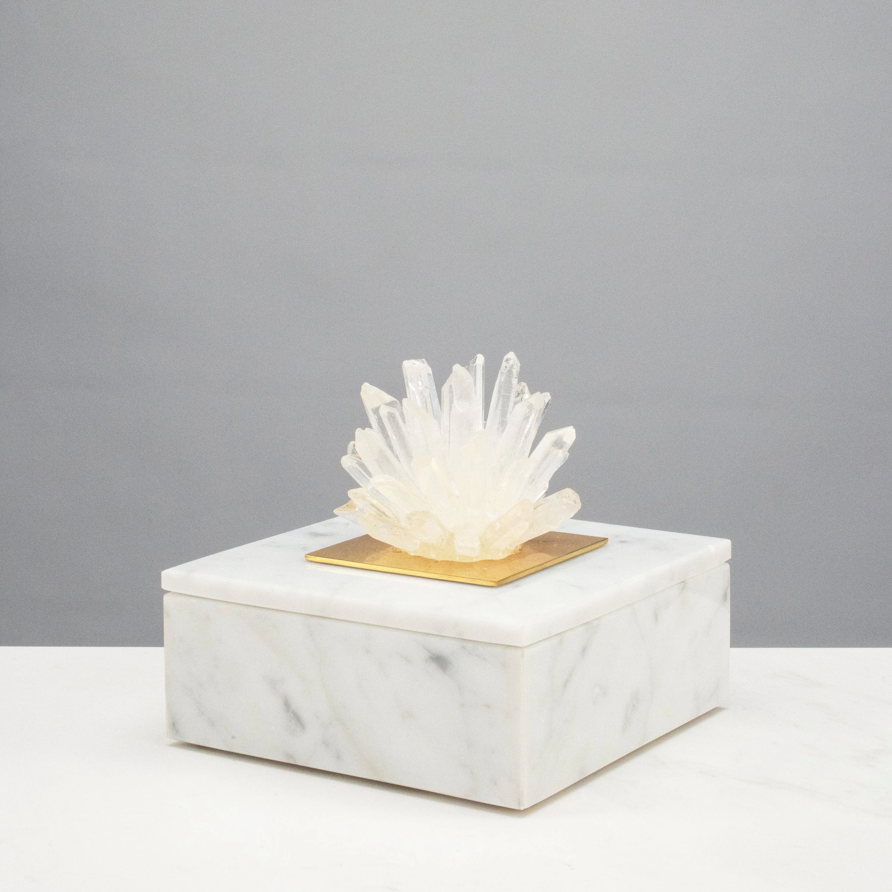 Marble Jewelry Box with Quartz Cluster