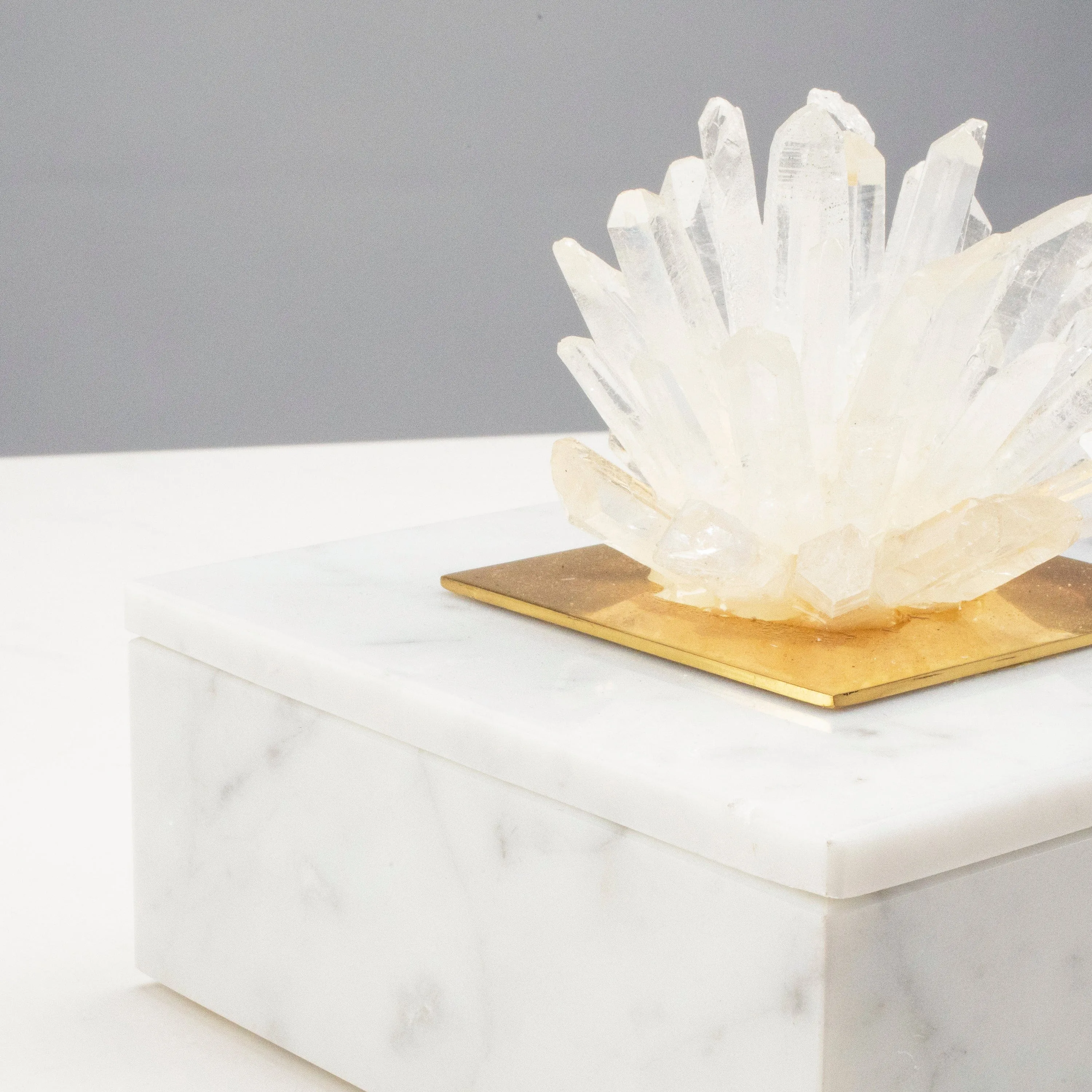 Marble Jewelry Box with Quartz Cluster