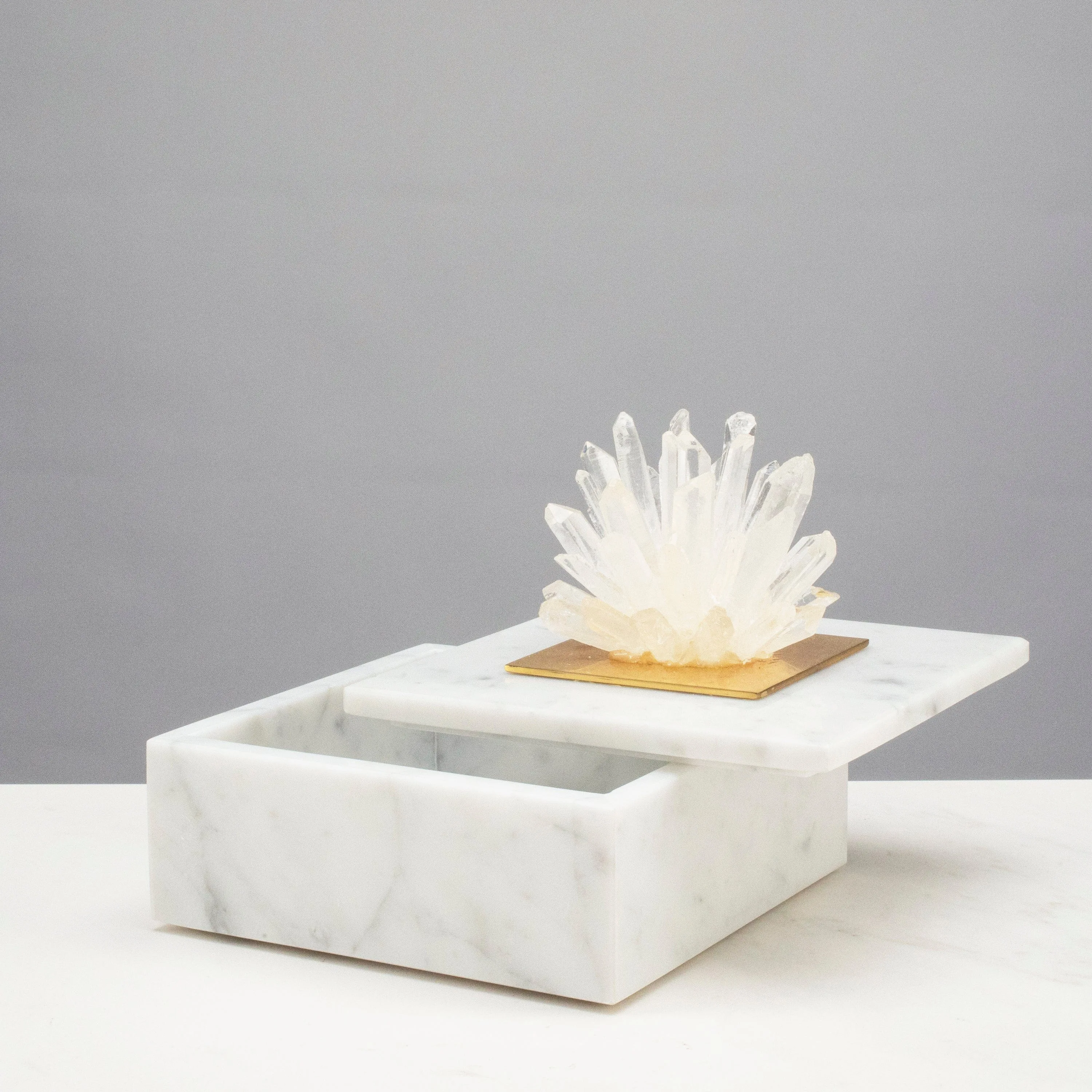 Marble Jewelry Box with Quartz Cluster