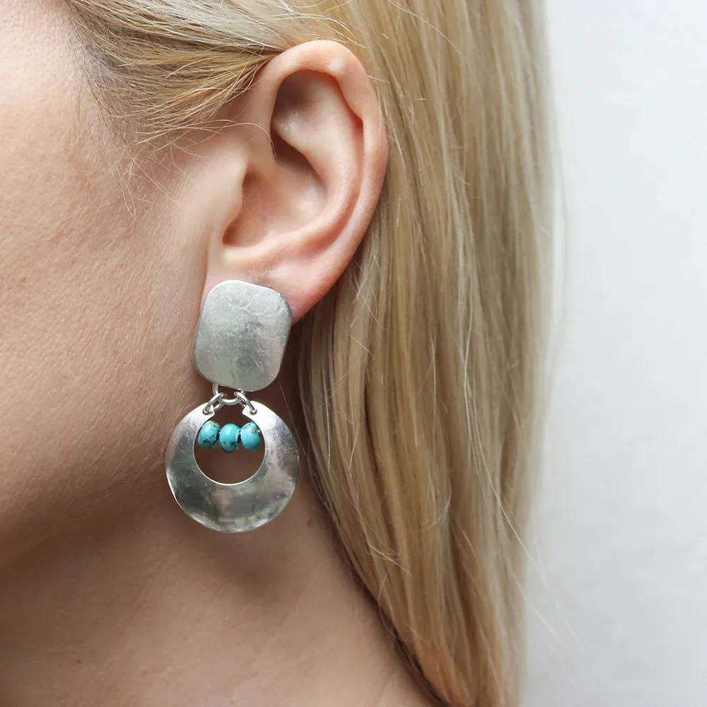 Marjorie Baer Turquoise Crescent Moon Clip Earrings