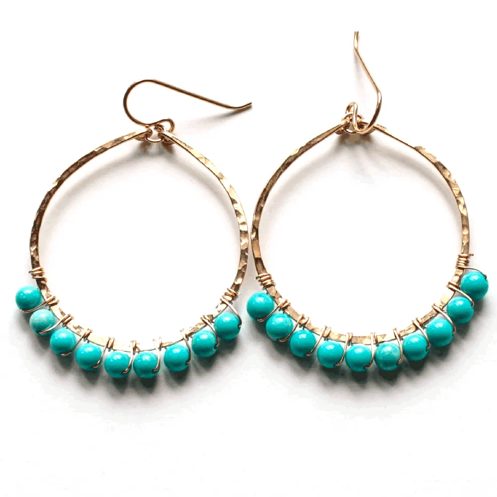 Medium Gemstone Arc Hoops - Turquoise