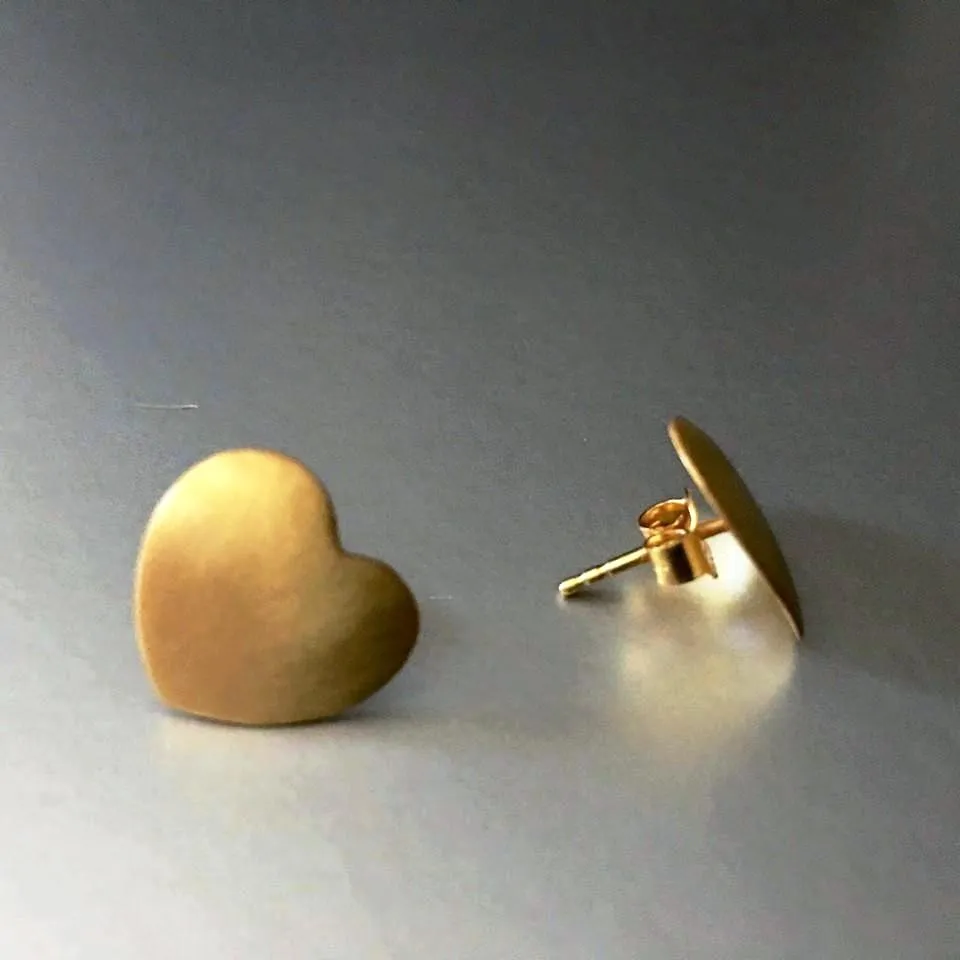 Merak Heart Sterling Silver Gold Plated Studs